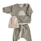 thumbnail image 1 of Gibobby Conjunto para bebé niña Trajes de otoño para niño niña sol estampado de arcoíris Top de manga larga y conjunto de pantalones largos chándales para pequeños(Gris, 3-6 Meses), 1 of 3