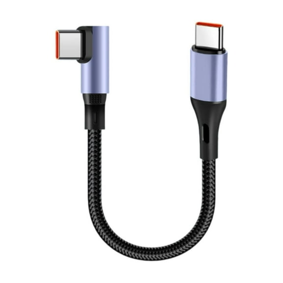90 Degree Angled Tip Type C to Type C Fast Charging Cable Short Portable Data Cord for Quick Stable Charging 15/30cm