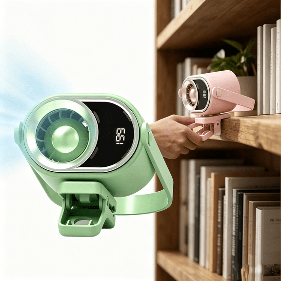 2026 Car Clip on Air Conditioner Fan with LED Display, 360° Rotation 199 Speed Adjustable USB Rechargeable Personal Cooling Fan, Portable Mini Cooling System for Auto Vehicle Travel Office