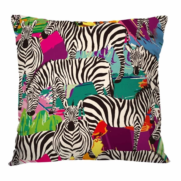 Funda de almohada IBILIU Art Zebra cuadrada de algodón lino 45 x 45 cm