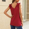 thumbnail image 5 of Cqxid525 Women's Tanks & Camis Womens Ruffles Shoulder V Neck Sleeveless Casual Summer Blouse Tunic Tank Tops, 5 of 5
