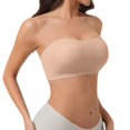 thumbnail image 2 of Strapless Bras for Women Non-Slip Seamless Padded Bandeau Bra Wireless Convertible Tube Top Bralette Everyday Tshirt Bra Invisible Bralette Jelly Bras for Women Supportive Push Up Bra Light Pink M, 2 of 5