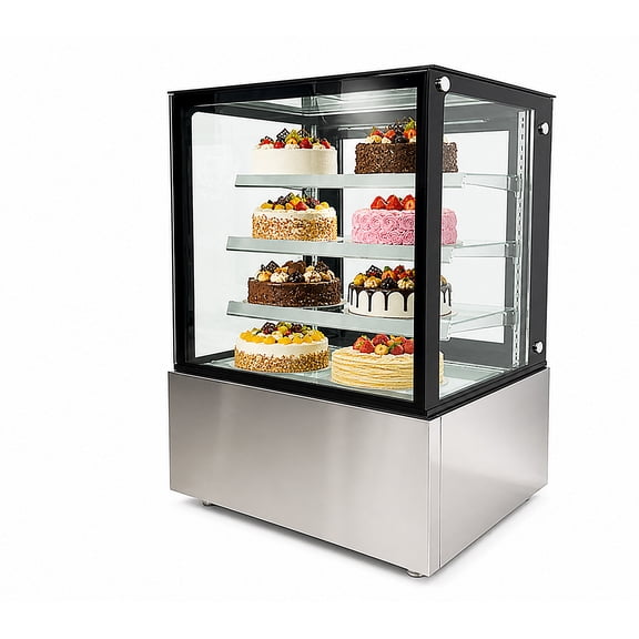 36" Commercial Refrigerated Bakery Display Case, Square Glass Cake Showcase Refrigerator, LED Lighting, ETL Certified