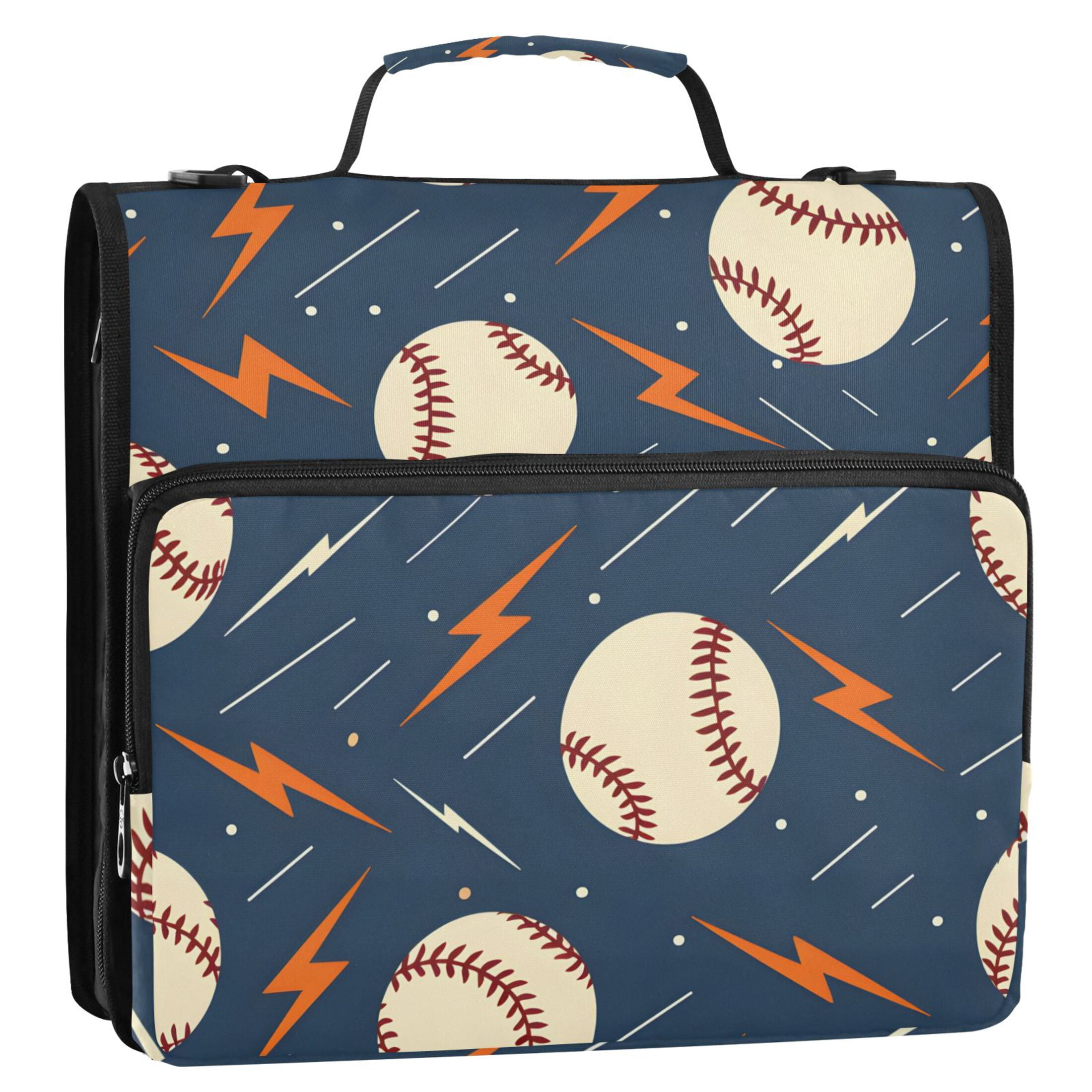 ALAZA Zipper Binder Baseballs with Lightning 3 Ring Trapper Keeper File Folder Organizer Bag