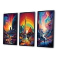 thumbnail image 3 of Designart "Visionary Rainbow Mystery Landscapes III" Abstract Landscape Framed Wall Art Set Of 3 - Multicolor Abstract Landscapes Frame Canvas Set For Living Room Decor, 3 of 6