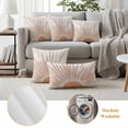 thumbnail image 2 of 2 Pack Outdoor Waterproof Throw Pillow Covers,Boho Sun Arch Orange Stripe Decorative Square Pillow Case Patio Pillowcases for Chair Couch Sofa 16x16in, 2 of 9