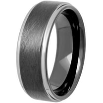 Brilliance Fine Jewelry Men's Black Two-Tone Tungsten Frozen Finish Step Edge 8MM Wedding Band - Men's Ring