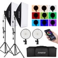 thumbnail image 1 of Kit de fotografía Andoer Studio Photography Kit de iluminación de caja de luz RGB Control de aplicación con caja de luz de 20 * 28 pulgadas * 2 / 50W 3200K-5500K Luz RGB * Soporte de luz 2 / 2M * 2 / Andoer-2 Kit de fotografía, 1 of 7