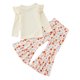 thumbnail image 5 of Gibobby Conjunto de ropa para bebé y niños pequeños bebés Niñass primavera otoño estampado acanalado manga larga Tops Bell Bottom trajes ropa(Blanco, 2-3 Años), 5 of 5