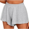 thumbnail image 3 of Feancey Womens Ruffle Pajama Shorts Buttery Soft Milk Silk Lounge Shorts Elastic Waist Loose Workout Shorts Solid Color Base Layer Bottoms Gray L, 3 of 7