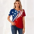 thumbnail image 3 of Iaqnaocc 4th Of July Womens Tops Summer Button Up V Neck Vintage Shirts Independence Day American Flag Stars July 4th Celebration Short Sleeve T Shirts for Women Red L, 3 of 4