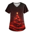 thumbnail image 2 of Women's Christmas Scrubs Top Cute Xmas Print Short Sleeve V Neck Christmas Soft Stretchy Holiday T Shirts, 2 of 6