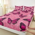 thumbnail image 3 of Feelyou Romantic Butterfly Animal Full Size Sheets, Pink Bling Stars Bed Sheets, Modern Fashion Style Sheet Sets, Lightweight Room Decor, 4 Pieces, 3 of 7