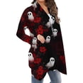 thumbnail image 7 of Kilaqueen Womens Halloween Open Front Cardigan Casual Oversized Funny Pumkin Print Lightweight Thin Coats Cute Spooky Pattern Cardigans Dusters, 7 of 7