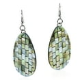 thumbnail image 2 of Alluring Mosaic Green Seashells Handcrafted Teardrop Dangle Earrings, 2 of 5