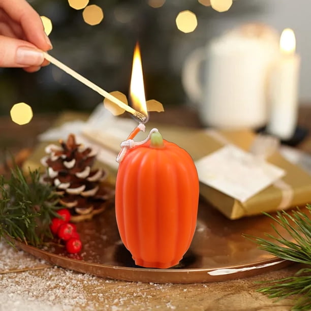 Vela de Aromaterapia de Cera Hecha a Mano con Aroma a Calabaza | Decoración para Halloween y Acción de Gracias | Colores Naranja y Rojo Sandía | Fragancia Festiva para El Hogar | Idea de Regalo | Cen