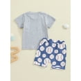 thumbnail image 3 of Suealasg Toddler Baby Boy Baseball Clothes 6M 1T 2T 3T 4T Letter Short Sleeve Round Neck T-Shirt +Elastic Waist Shorts Set Little Boys Summer 2Pcs Outfits, 3 of 8