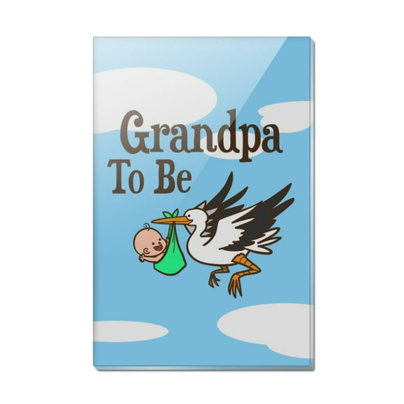 Grandpa To Be Stork Baby Rectangle Acrylic Fridge Refrigerator Magnet