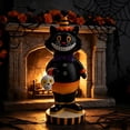 thumbnail image 4 of Halloween Vintage Circus Black Cat Resin Figurine Halloween Party Hat Cat Holding Skull Spooky-Cute Retro Carnival Decor for Mantel Tiered Tray, 4 of 6