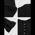 thumbnail image 4 of Suéter Tipo Cárdigan Corto para Mujer, Moderno, con Cuello Redondo, Volantes, Larga, Botones, Prendas de Punto. Negro L, 4 of 6
