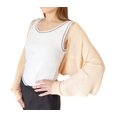 thumbnail image 2 of stylesilove Women Lightweight Ribbed Knit Bolero Shrug Long Sleeve Cardigan Soft Sweater Open Front Cape Shawl (Peach), 2 of 4