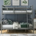 thumbnail image 3 of Euroco Twin over Full Wood Bunk Bed with Ladder for Kid's Room, Solid Bunk Bed for Kids Teens Adults, Gray, 3 of 8