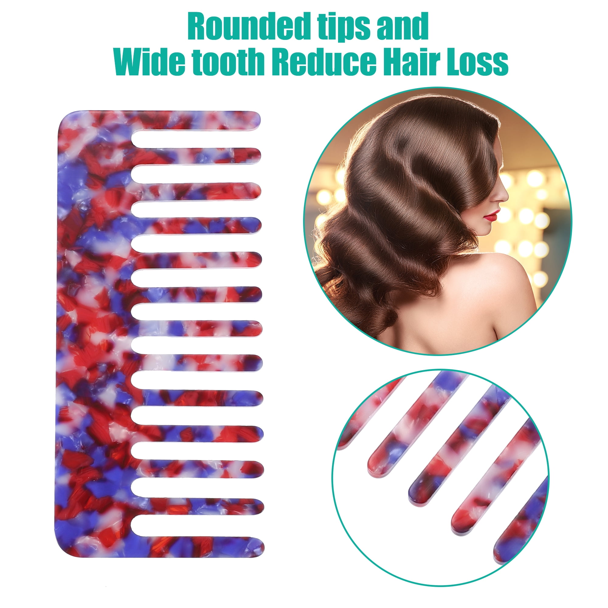Unique Bargains 2 Pcs Hair Comb Wide Tooth Hair Care Detangling Comb Colorful