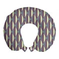thumbnail image 1 of Retro Travel Pillow Neck Rest, Abstract in Vibrant Geometric Hexagon Forms Vintage Design, Memory Foam Traveling Accessory Airplane and Car, 12", Pale Yellow Cadet Blue, by Ambesonne, 1 of 2