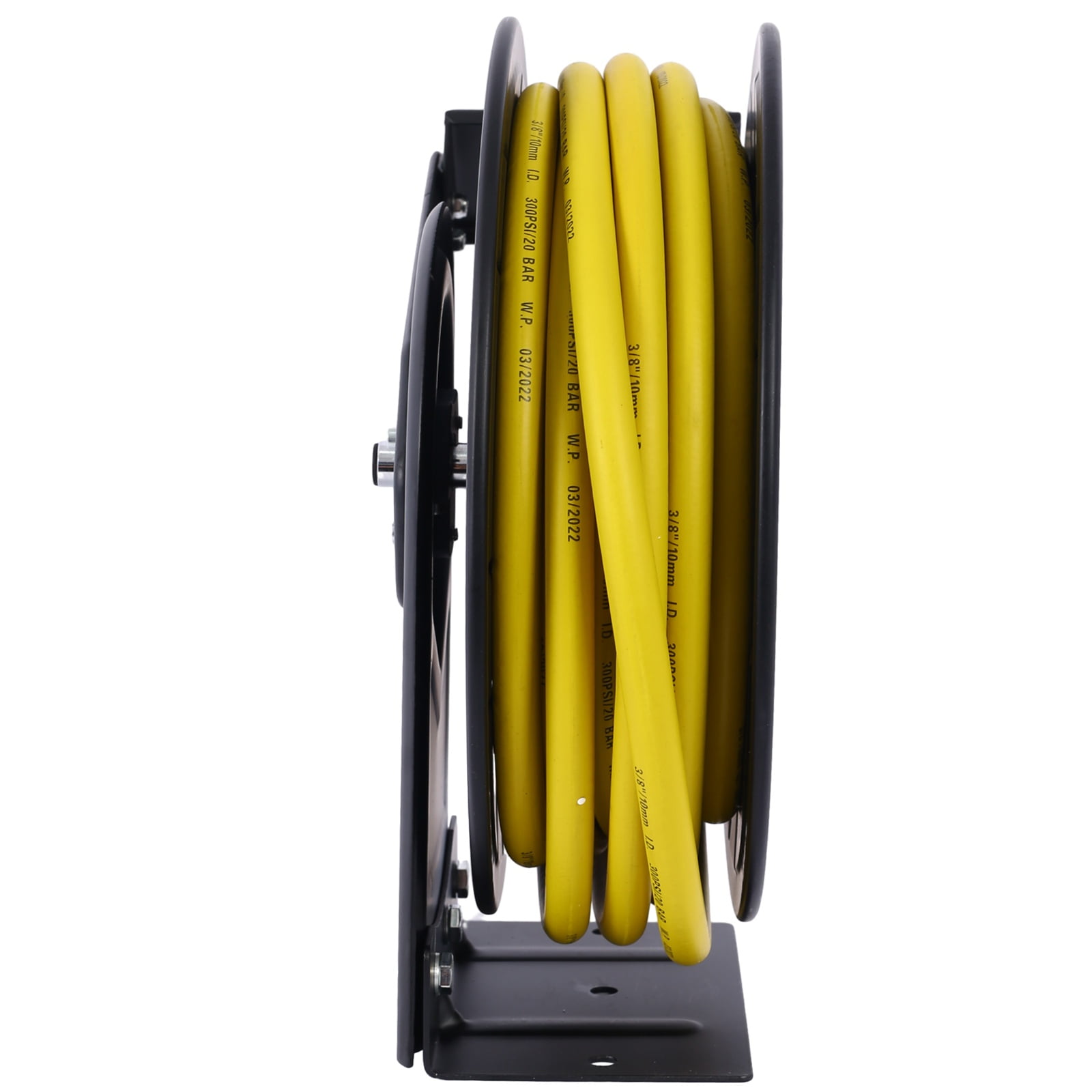 Air Reel Retractable 3/8" x 50' Premium Commercial Hose - Heavy Duty Steel Frame, 300 PSI Capacity, Wall/Ceiling/Floor Mount