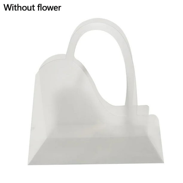 Bolsa de flores transparente con asa, caja de ramo de flores frescas para boda, cumpleaños, rosa, bolso de regalo, 5/3 piezas