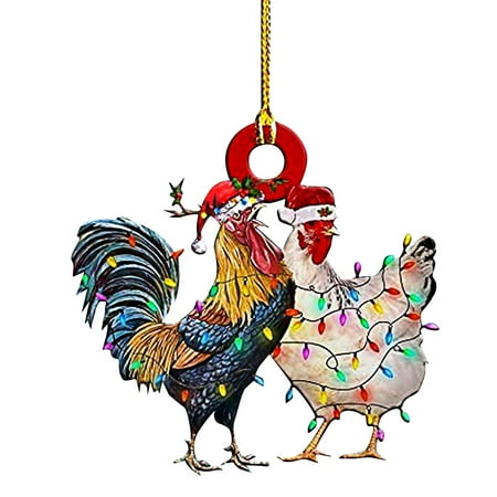 

RABBITH Christmas Pendant Dress Up Hat Light Up Chicken Toy Cabinet Display Statue
