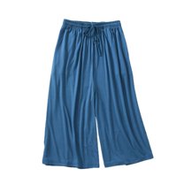 SWSMCLT Women's Pajama Bottom Breathable Nightwear Chic Pj Capri Fall Home Comfy Modest Medium Waist Peacock Blue X-Large