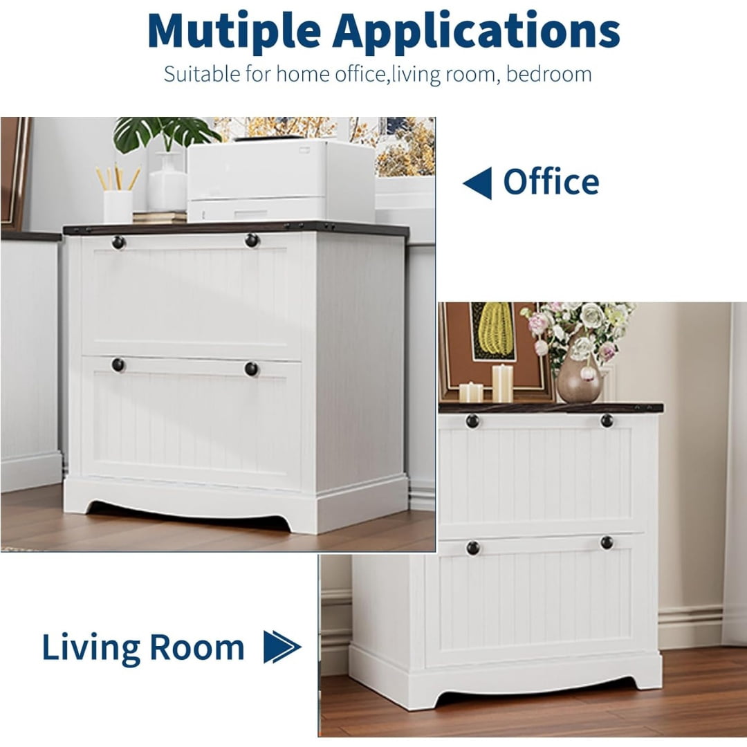 2 Drawer Farmhouse File Cabinet,30" Wood Lateral Filing Cabinet with Hanging File Folders for A4/Letter/Legal Size,Rustic Storage Cabinet Storage Printer Stand for Home Office, Living Room