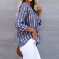 thumbnail image 4 of Christmas Savings Clearance! EINCcm Blouses for Women, Casual Button-Down Shirts V Neck Roll Up Cuffed Long Sleeve Striped with Pockets, Summer Fall Womens Tunic Tops Blouses Tees Shirts, 4 of 8
