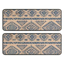 Kitchen Rugs Sets Of 2,Blue Geometric Diamond Triangle Pattern Anti Fatigue Kitchen Mat Rugs Non Slip Washable,Decorative Kitchen Floor Mats for Kitchen,Sink,Laundry,17"x47" 17"x47"