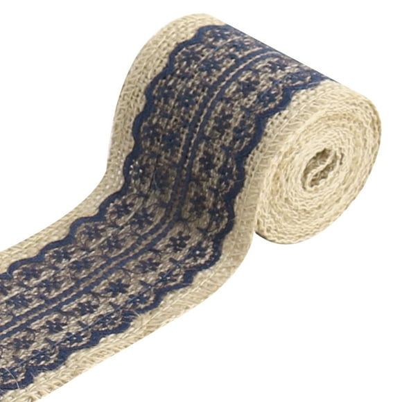 Unique Bargains 80' Length Navy Blue Household Jute Fiber Lace Celebration Ornament Burlap Roll Colored Ribbon