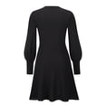 thumbnail image 6 of DHFJKG Womens Sweaters Dress Lantern Sleeve Crewneck Solid Color Slim Fit Flare Mini Dress Winter Classic Dresses, 6 of 8