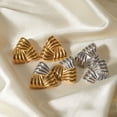thumbnail image 5 of PISONIC Gold Statement Chunky Stud Earrings for Women, Geometric Textured Vintage Trendy Jewelry, 5 of 10