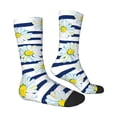 thumbnail image 3 of Uemuo Daisy Striped Nautical Pattern Women's Crew Socks, Soft Durable Breathable Moisture-Wicking with Odor Control Cotton socks, 3 of 9