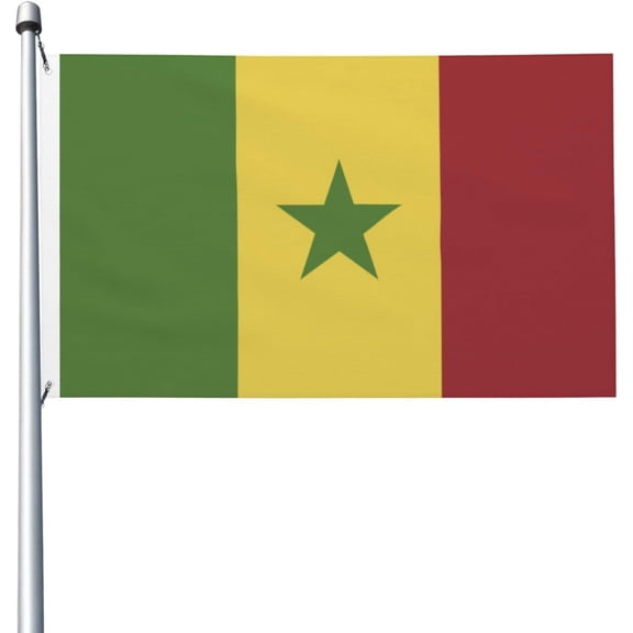 Senegal Flag 3x5 Outdoor Double Sided Flag Banner For Outside With 2 Brass Grommets Patio Lawn Decor Flags