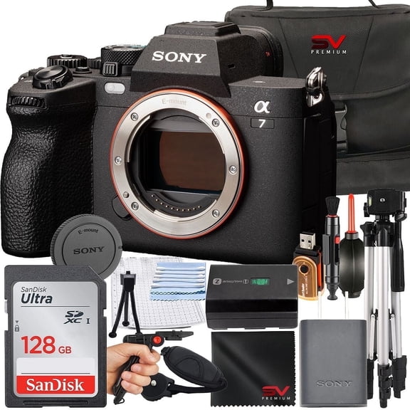 Sony a7 IV Mirrorless Camera (Body Only) with 128GB Memory Card   SV Premium Accessory Bundle (International Version)