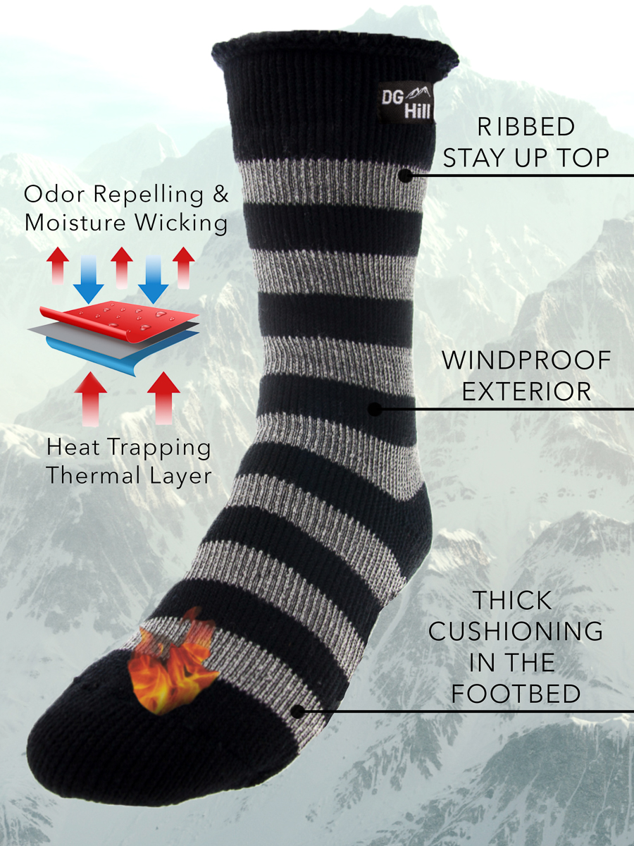 DG Hill Thermal Socks For Men, Heat Trapping Thick Thermal Insulated Winter Crew Socks, 2 Pack - image 3 of 10