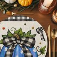thumbnail image 3 of Polka Dot Blue Pumpkin Round Braided Placemats Set of 2, Bow Leaf Heat Insulation Place Mats Washable Non-Slip Table Mats for Kitchen Dining Party, 15 Inches, 3 of 9