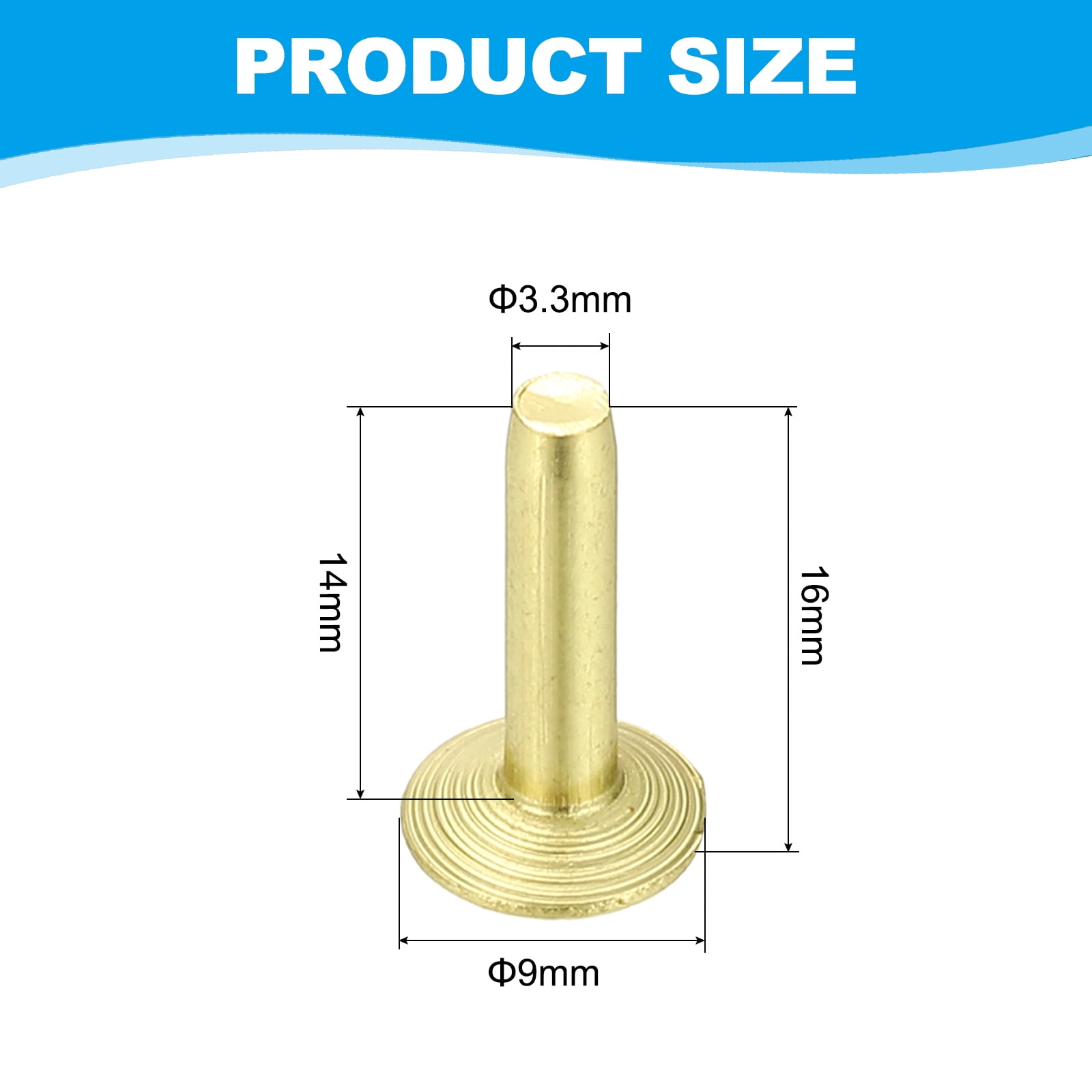 9x3.3x14mm Studs for Clothing, 100 Sets Spikes for Clothes Studs and Spikes Leather Rivets Burrs Brass Fastener Metal Screw Posts for Leather Jacket Crafting Crafts Fabric