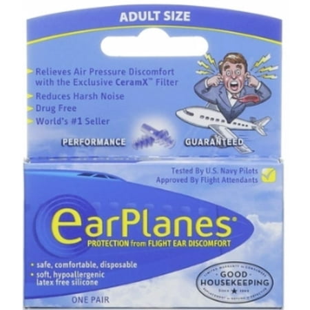 EarPlanes Ear Plugs 1 Pair (Pack of 3) (Best Earplugs For Flying Pressure)