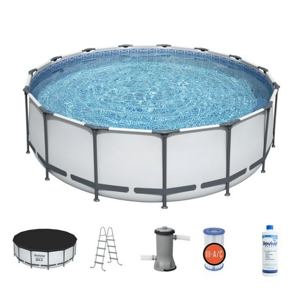 Bestway 15 Ft Pro Max Above Ground Pool and API Revive! 32 Oz Clarifier