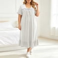 thumbnail image 4 of Stamzod Plus Size Nightgowns for Women Lace Ruffle Long House Dress Loose Casual Short Sleeve T-Shirt Night Gown Sleepwear XXL, 4 of 6