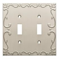 Franklin Brass Classic Lace (1-Pack) Decorative Light Switch Cover Brushed Nickel 2-Gang Wall Plate Double Toggle Plate Covers Electrical Outlet Guard W35073-SN-C