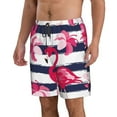 thumbnail image 2 of Disketp Men'S Swim Trunks Hawaiian Breathable Surf Beach Swimsuits Mesh Lining Beach Shorts With Pockets-Dark Blue Stripes And Pink Flamingos, 2 of 9