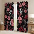 thumbnail image 2 of Homewish Black Pink Flower Curtains Pack of 2 (42x84 Each) for Female, Retro Rustic Plant Curtains Blackout, Groovy Daisy Bedroom Curtains, Living Room Curtains Decor, 2 of 6